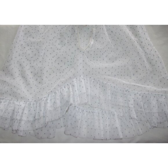 Frederick Medium Gown white purple mesh V-Neck Babydoll chemise nightie polkadot - Picture 6 of 8